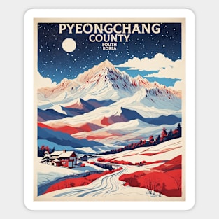 Pyeongchang County South Korea Starry Night Travel Tourism Retro Vintage Magnet